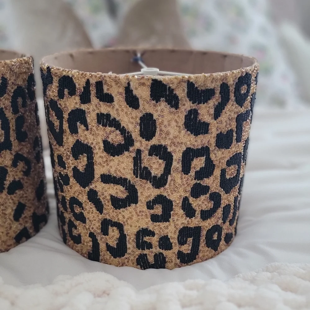 NWT - One Black and Brown Leopard Print Sequin Lamp Shade